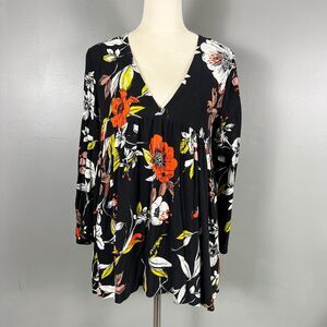 Free People Bella Floral Tunic Mini Dress S Babydoll Whimsy Oversized Boho Flowy